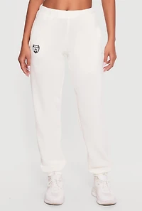 Graphic Patch Detail Fleece Sweatpants