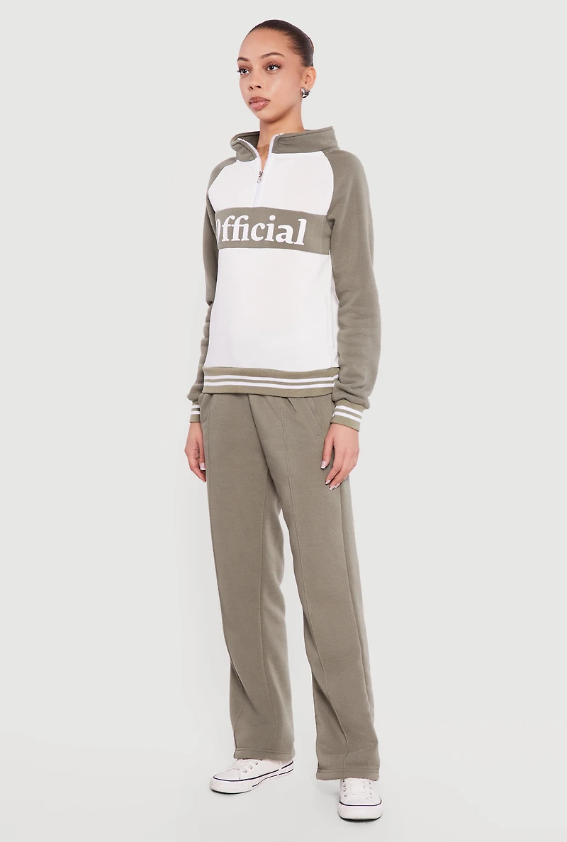 Official Graphic Color Blocked Mock Neck Sweatshirt