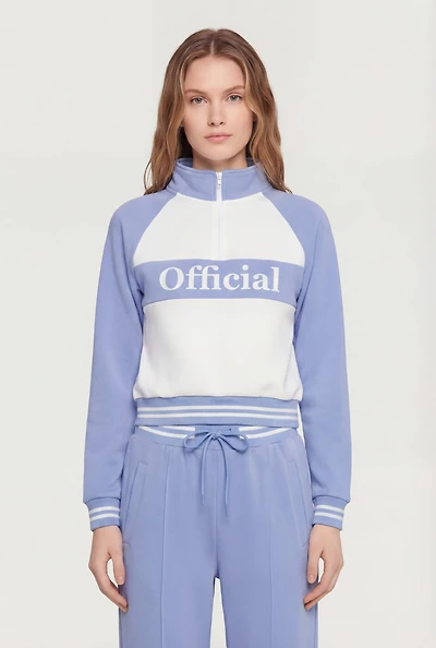 Official Graphic Color Blocked Mock Neck Sweatshirt