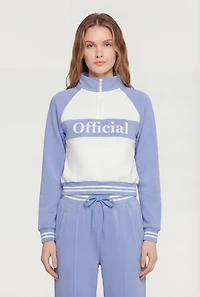 Official Graphic Color Blocked Mock Neck Sweatshirt