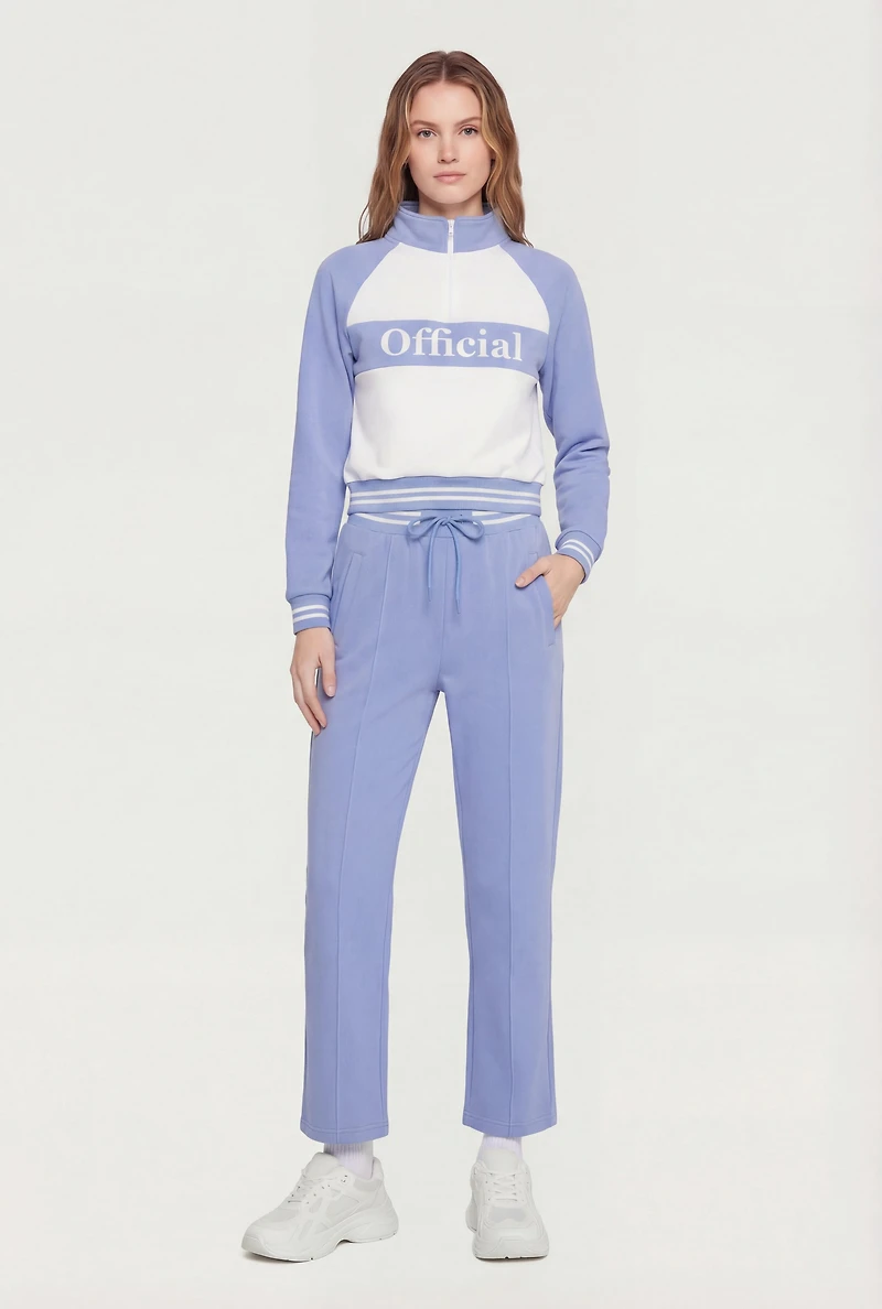 Official Graphic Color Blocked Mock Neck Sweatshirt