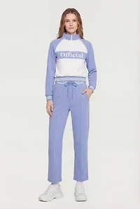 Official Graphic Color Blocked Mock Neck Sweatshirt