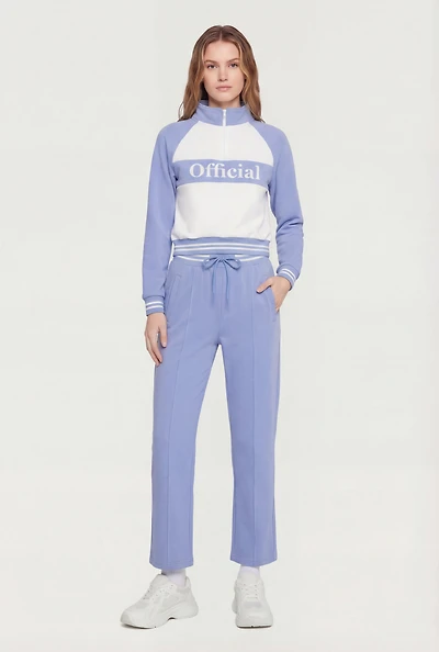 Pintuck Detail Varsity Stripe Sweatpants