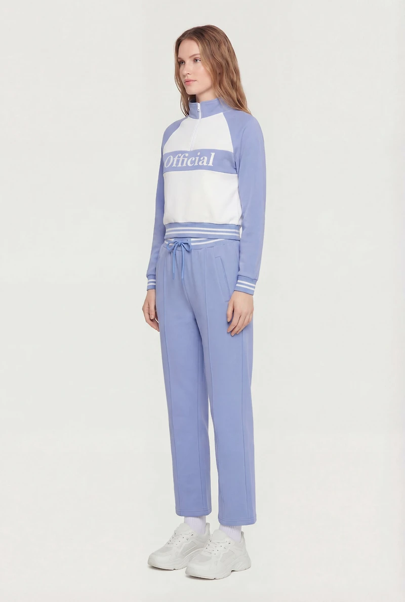 Pintuck Detail Varsity Stripe Sweatpants