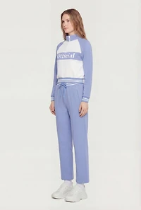 Pintuck Detail Varsity Stripe Sweatpants