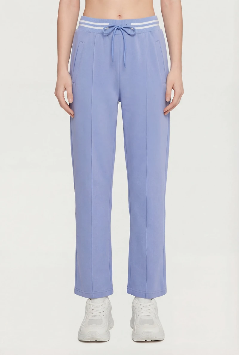 Pintuck Detail Varsity Stripe Sweatpants