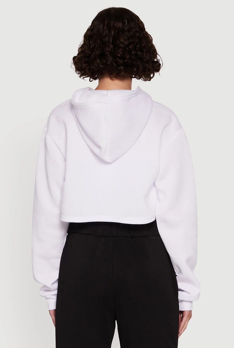 Womens 1989 Brooklyn Hooded Shrug Sweatshirt and Caged Back Cami, White,