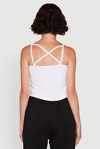Womens 1989 Brooklyn Hooded Shrug Sweatshirt and Caged Back Cami, White,