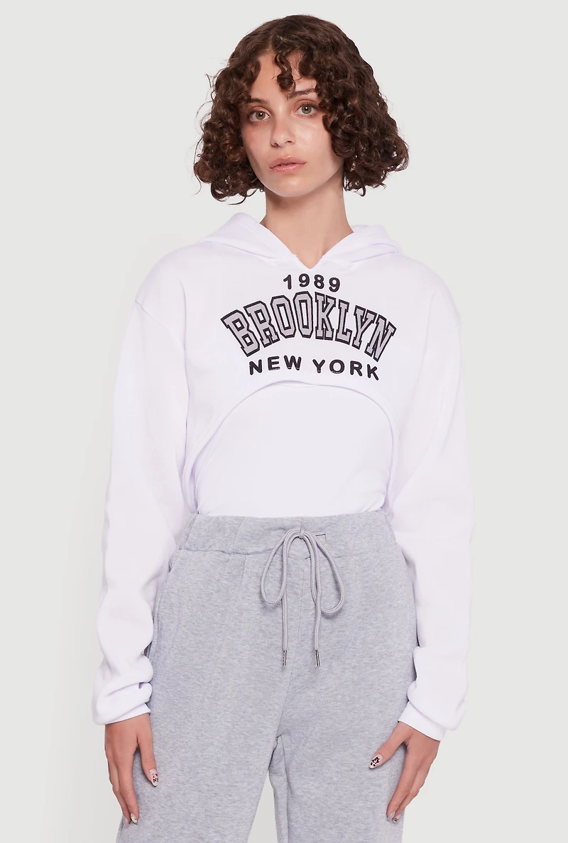 1989 Brooklyn Hooded Shrug Sweatshirt and Caged Back Cami