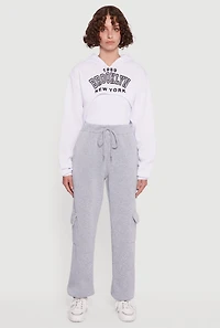 Womens 1989 Brooklyn Hooded Shrug Sweatshirt and Caged Back Cami, White, Size S