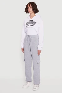 Womens 1989 Brooklyn Hooded Shrug Sweatshirt and Caged Back Cami, White, Size S