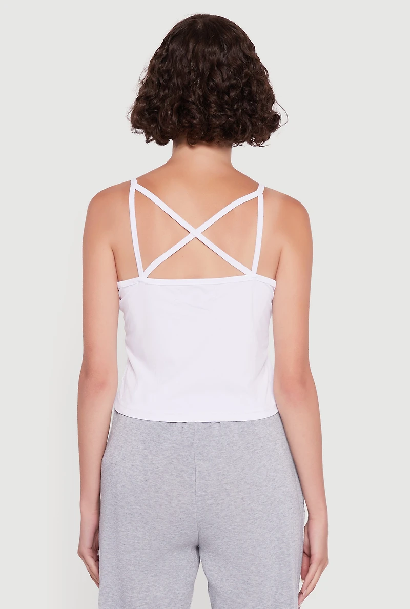 Womens 1989 Brooklyn Hooded Shrug Sweatshirt and Caged Back Cami, White, Size S