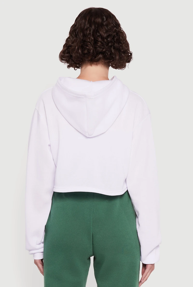Womens 1989 Brooklyn Hooded Shrug Sweatshirt and Caged Back Cami, White,