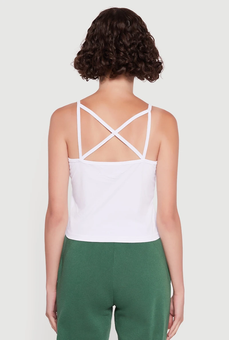 Womens 1989 Brooklyn Hooded Shrug Sweatshirt and Caged Back Cami, White,