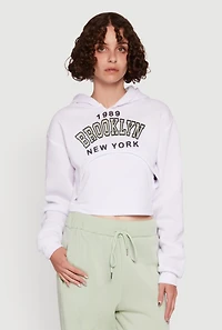 Womens 1989 Brooklyn Hooded Shrug Sweatshirt and Caged Back Cami, White,