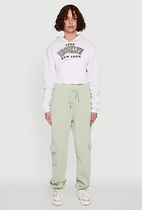 Womens 1989 Brooklyn Hooded Shrug Sweatshirt and Caged Back Cami, White,