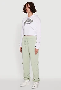 Womens 1989 Brooklyn Hooded Shrug Sweatshirt and Caged Back Cami, White, Size XL