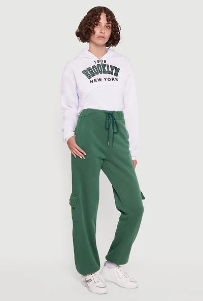 Womens High Waisted Drawstring Waist Cargo Sweatpants,
