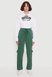 Womens High Waisted Drawstring Waist Cargo Sweatpants,