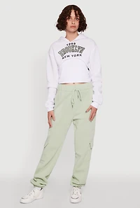 Womens High Waisted Drawstring Waist Cargo Sweatpants, Green, Size XL