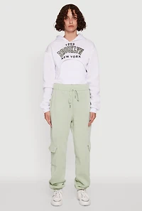 Womens High Waisted Drawstring Waist Cargo Sweatpants, Green, Size XL
