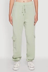 Womens High Waisted Drawstring Waist Cargo Sweatpants, Green, Size XL