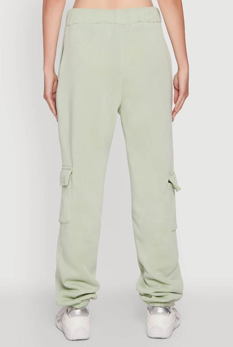 Womens High Waisted Drawstring Waist Cargo Sweatpants, Green, Size XL