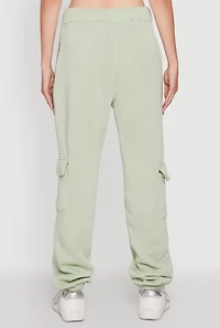 Womens High Waisted Drawstring Waist Cargo Sweatpants, Green, Size XL
