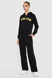 Lovers Club Graphic Zip Front Hooded Sweatshirt
