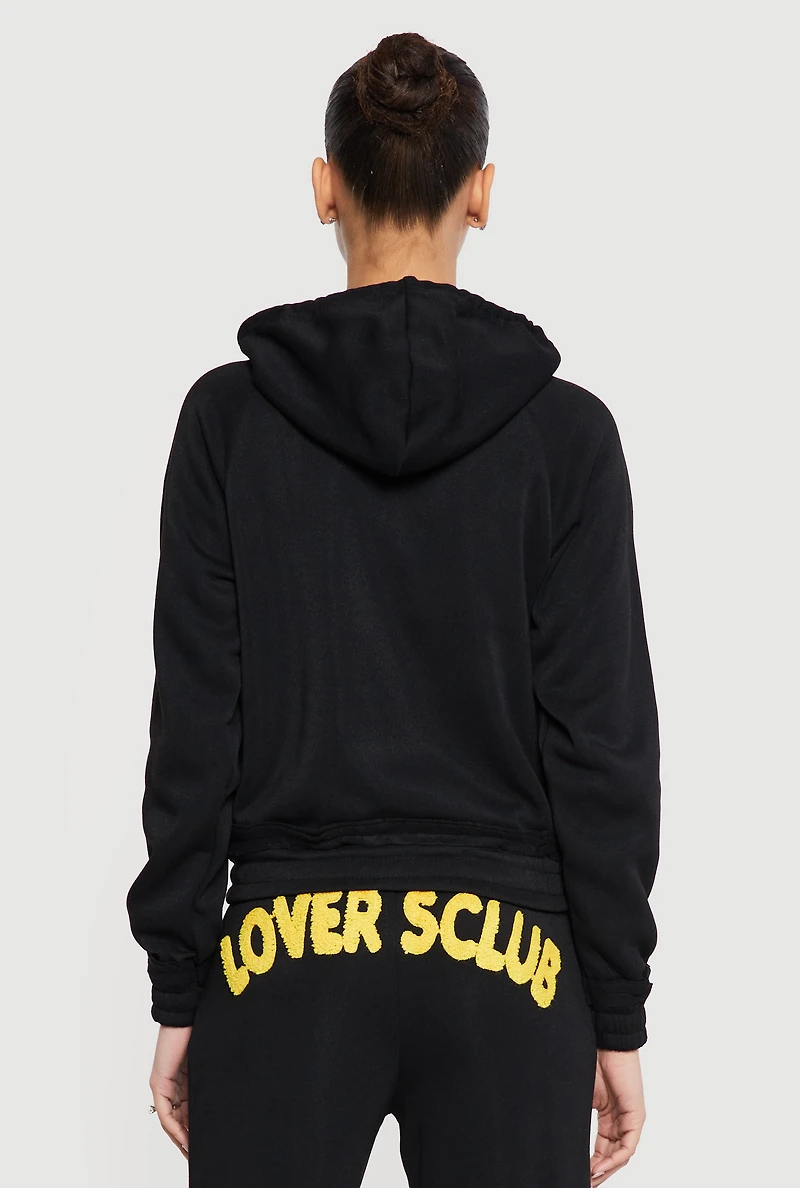Lovers Club Graphic Zip Front Hooded Sweatshirt
