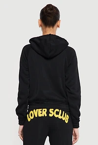 Lovers Club Graphic Zip Front Hooded Sweatshirt