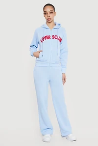 Lovers Club Graphic Zip Front Hooded Sweatshirt