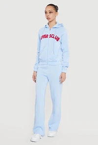 Lovers Club Graphic Zip Front Hooded Sweatshirt