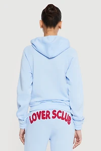 Lovers Club Graphic Zip Front Hooded Sweatshirt