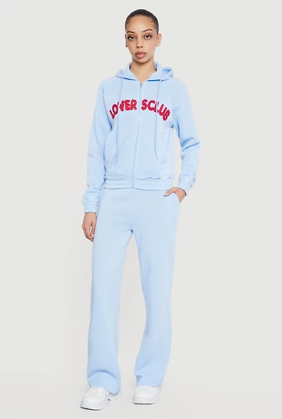 Chenille Lovers Club Graphic Drawstring Waist Joggers