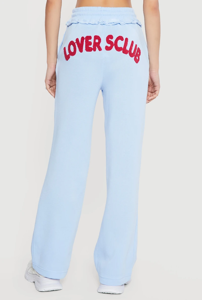 Chenille Lovers Club Graphic Drawstring Waist Joggers