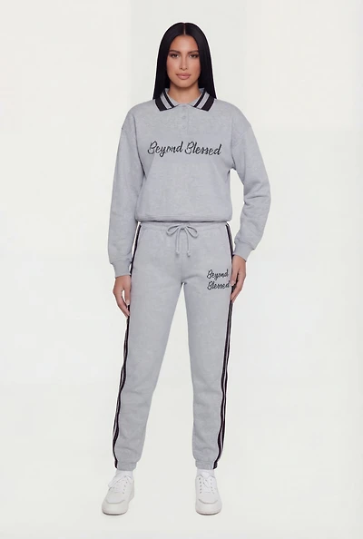 Beyond Blessed Graphic Drawstring Waist Joggers