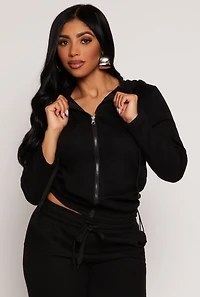 Cargo Pocket Sleeve Zip Front Hoodie