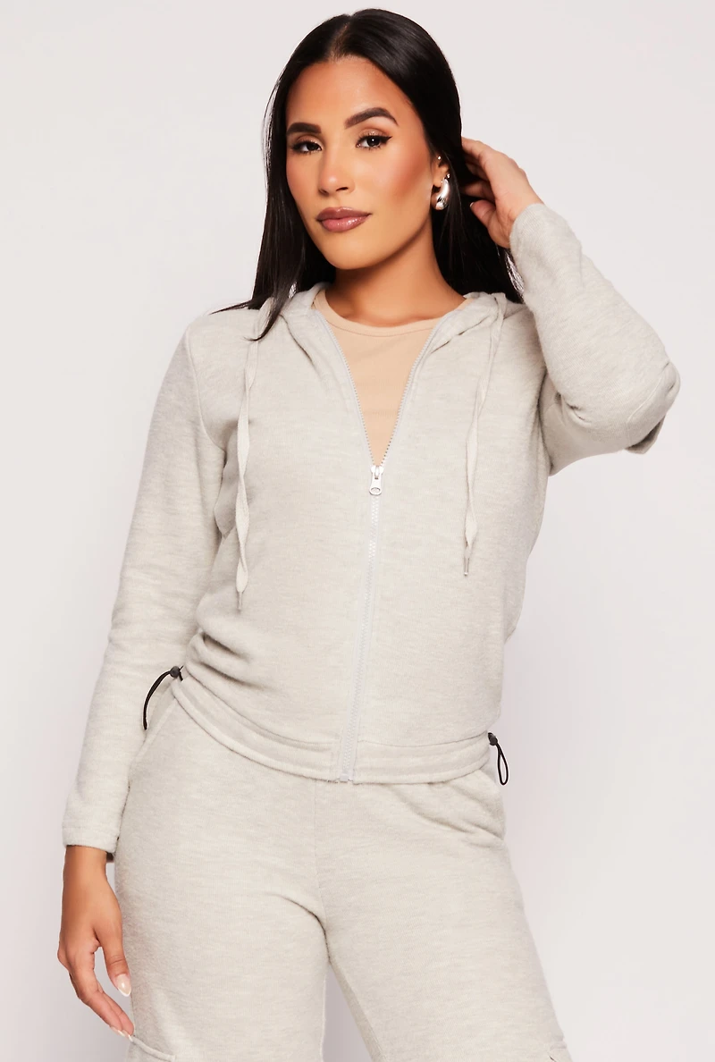 Cargo Pocket Sleeve Zip Front Hoodie