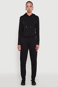 Fleece Lined Cropped Pullover Hooded Sweatshirt