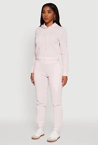 Fleece Lined Cropped Pullover Hooded Sweatshirt