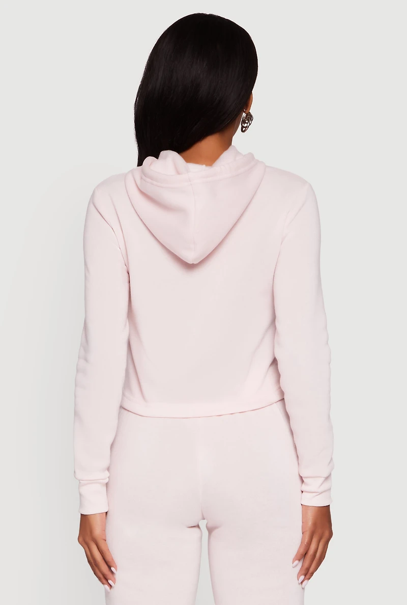 Fleece Lined Cropped Pullover Hooded Sweatshirt