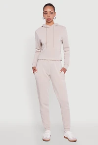 Womens High Waisted Fleece Lined Sweatpants, Khaki, Size L