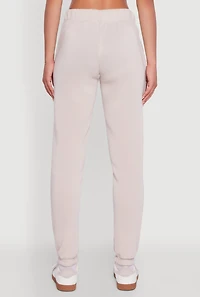 Womens High Waisted Fleece Lined Sweatpants, Khaki, Size L