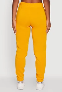 Womens High Waisted Fleece Lined Sweatpants, Gold, Size L