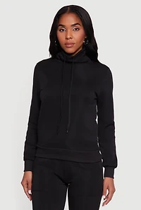 Drawstring Funnel Neck Pullover Sweatshirt