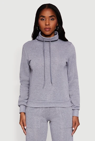 Drawstring Funnel Neck Pullover Sweatshirt