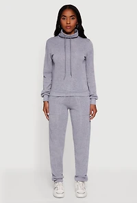 Drawstring Funnel Neck Pullover Sweatshirt