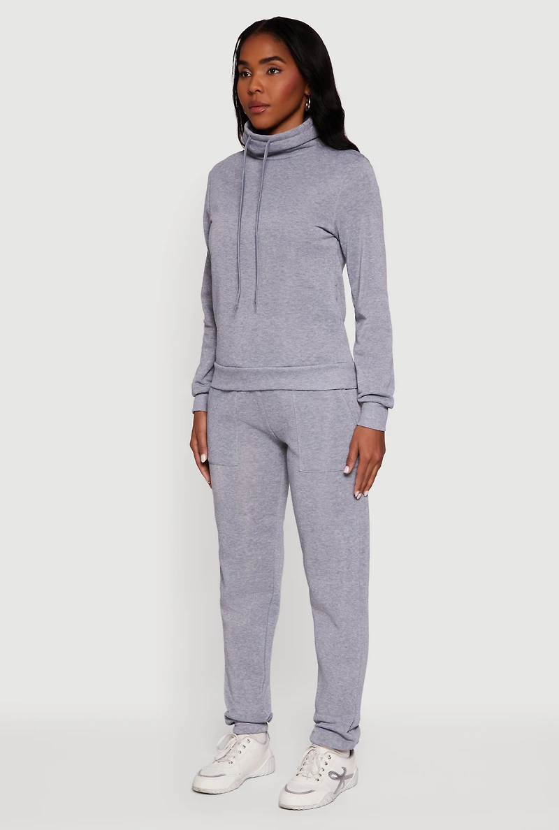 Drawstring Funnel Neck Pullover Sweatshirt