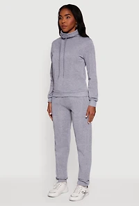 Drawstring Funnel Neck Pullover Sweatshirt